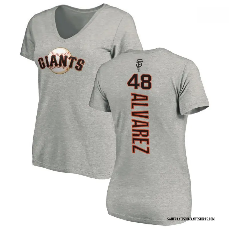 Women's San Francisco Giants ＃48 Jose Alvarez Ash Backer Slim Fit T-Shirt