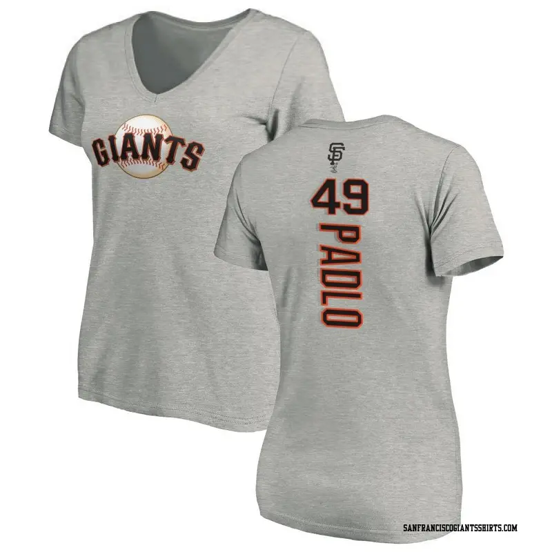 Women's San Francisco Giants ＃49 Kevin Padlo Ash Backer Slim Fit T-Shirt