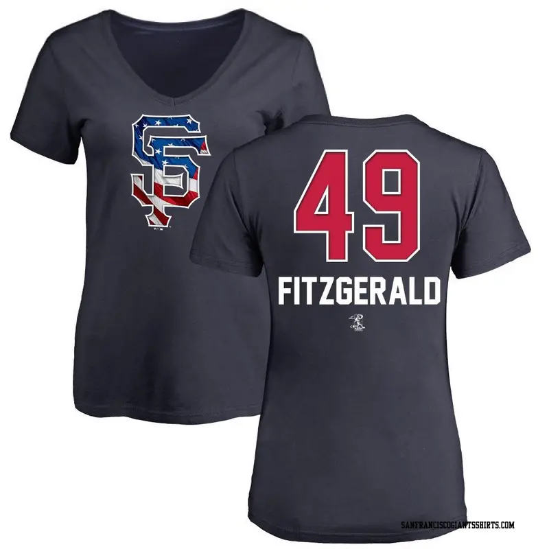 Women's San Francisco Giants ＃49 Tyler Fitzgerald Navy Name and Number Banner Wave V-Neck T-Shirt