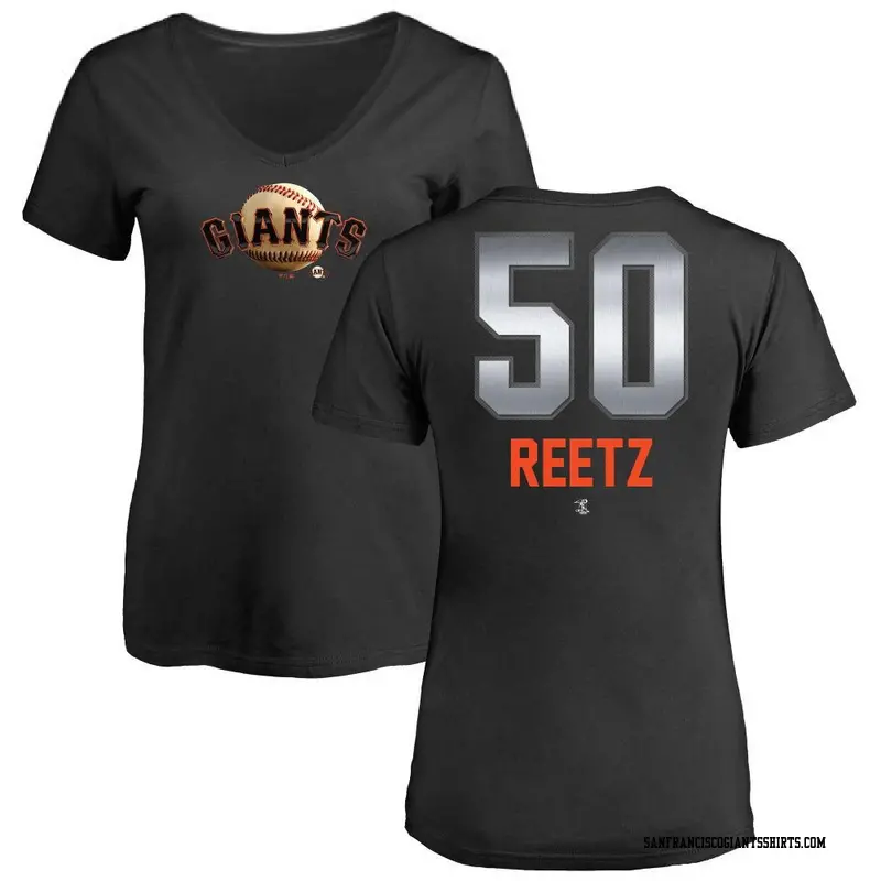 Women's San Francisco Giants ＃50 Jakson Reetz Black Midnight Mascot V-Neck T-Shirt