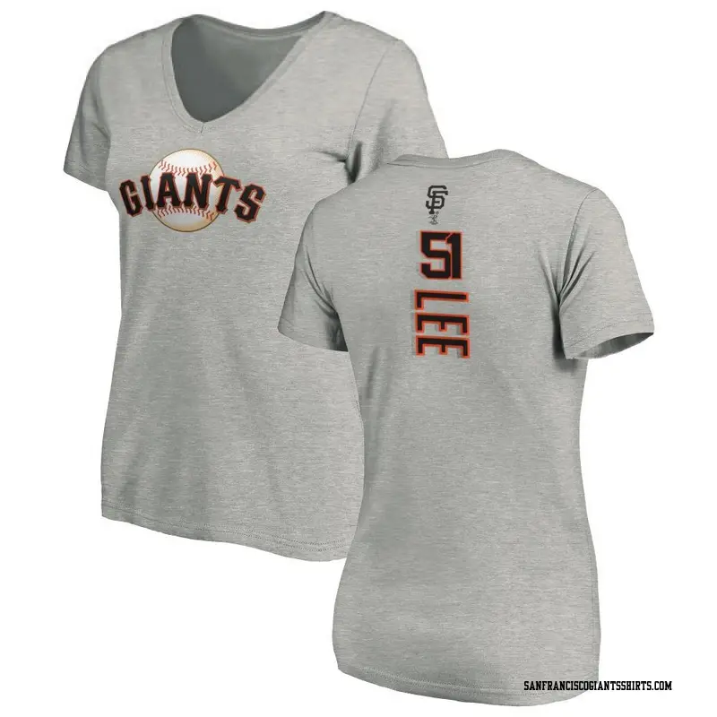 Women's San Francisco Giants ＃51 Jung Hoo Lee Ash Backer Slim Fit T-Shirt