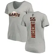 Women's San Francisco Giants ＃55 Tim Lincecum Ash Backer Slim Fit T-Shirt