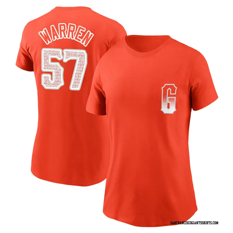 Women's San Francisco Giants ＃57 Austin Warren Orange City Connect Name & Number T-Shirt