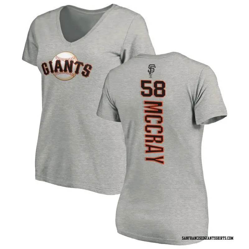 Women's San Francisco Giants ＃58 Grant McCray Ash Backer Slim Fit T-Shirt