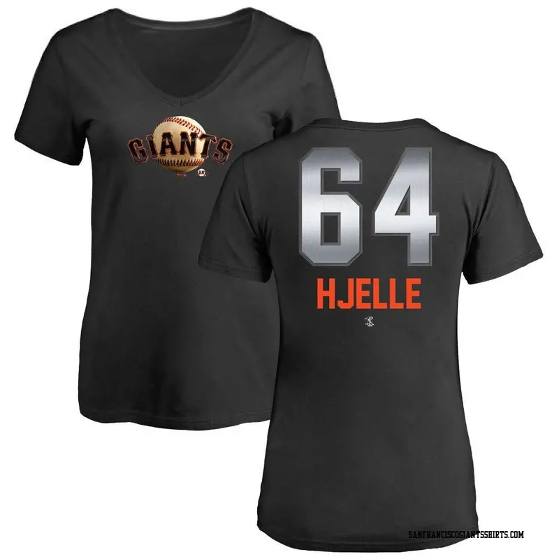 Women's San Francisco Giants ＃64 Sean Hjelle Black Branded Midnight Mascot V-Neck T-Shirt