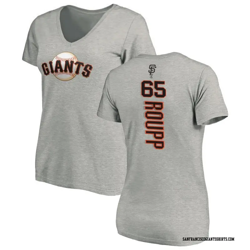 Women's San Francisco Giants ＃65 Landen Roupp Ash Backer Slim Fit T-Shirt