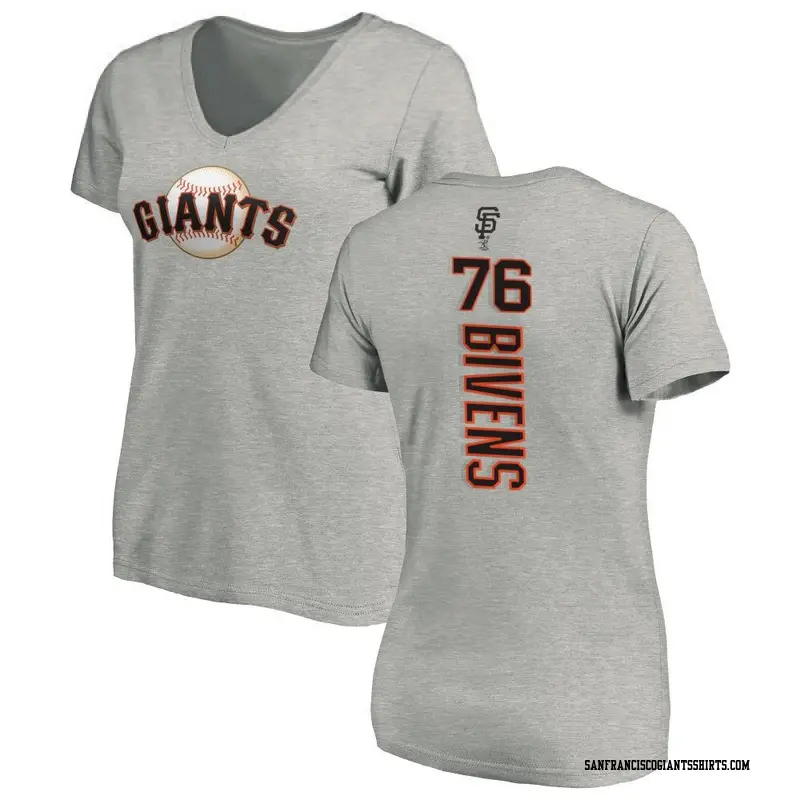 Women's San Francisco Giants ＃76 Spencer Bivens Ash Backer Slim Fit T-Shirt