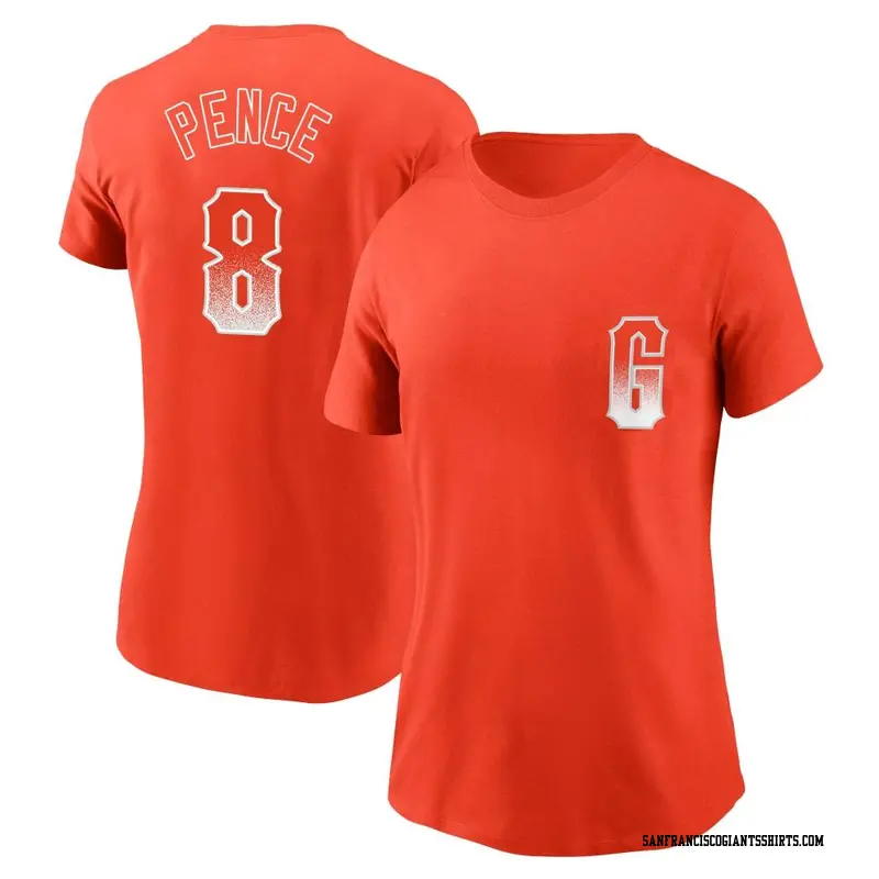 Women's San Francisco Giants ＃8 Hunter Pence Orange City Connect Name & Number T-Shirt