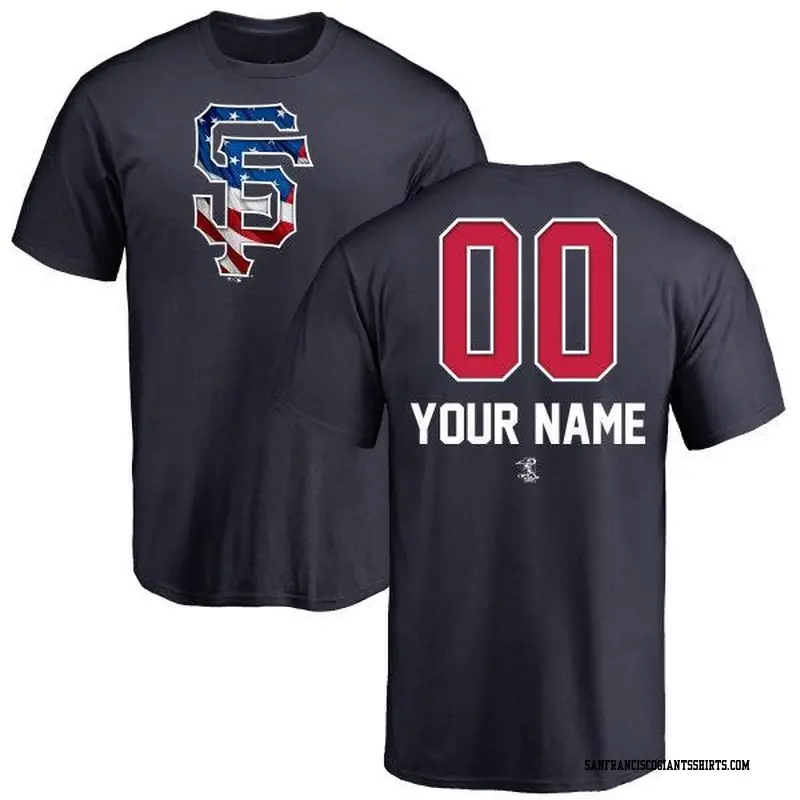 Youth San Francisco Giants ＃00 Custom Navy Branded Name and Number Banner Wave T-Shirt