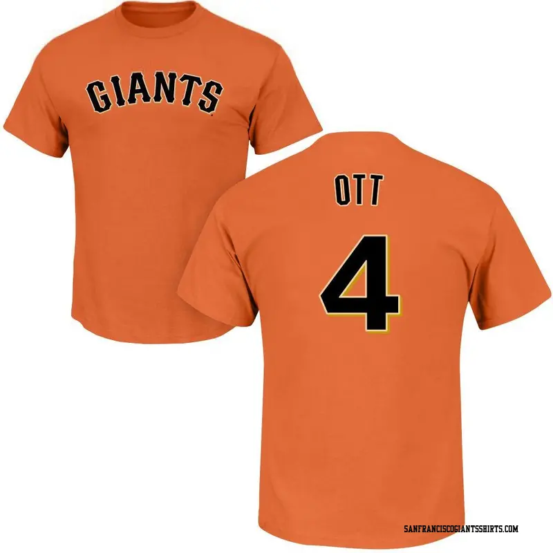 Youth San Francisco Giants ＃4 Mel Ott Orange Roster Name & Number T-Shirt