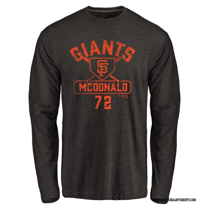 Youth San Francisco Giants ＃72 Trevor Mcdonald Black Base Runner Long Sleeve T-Shirt